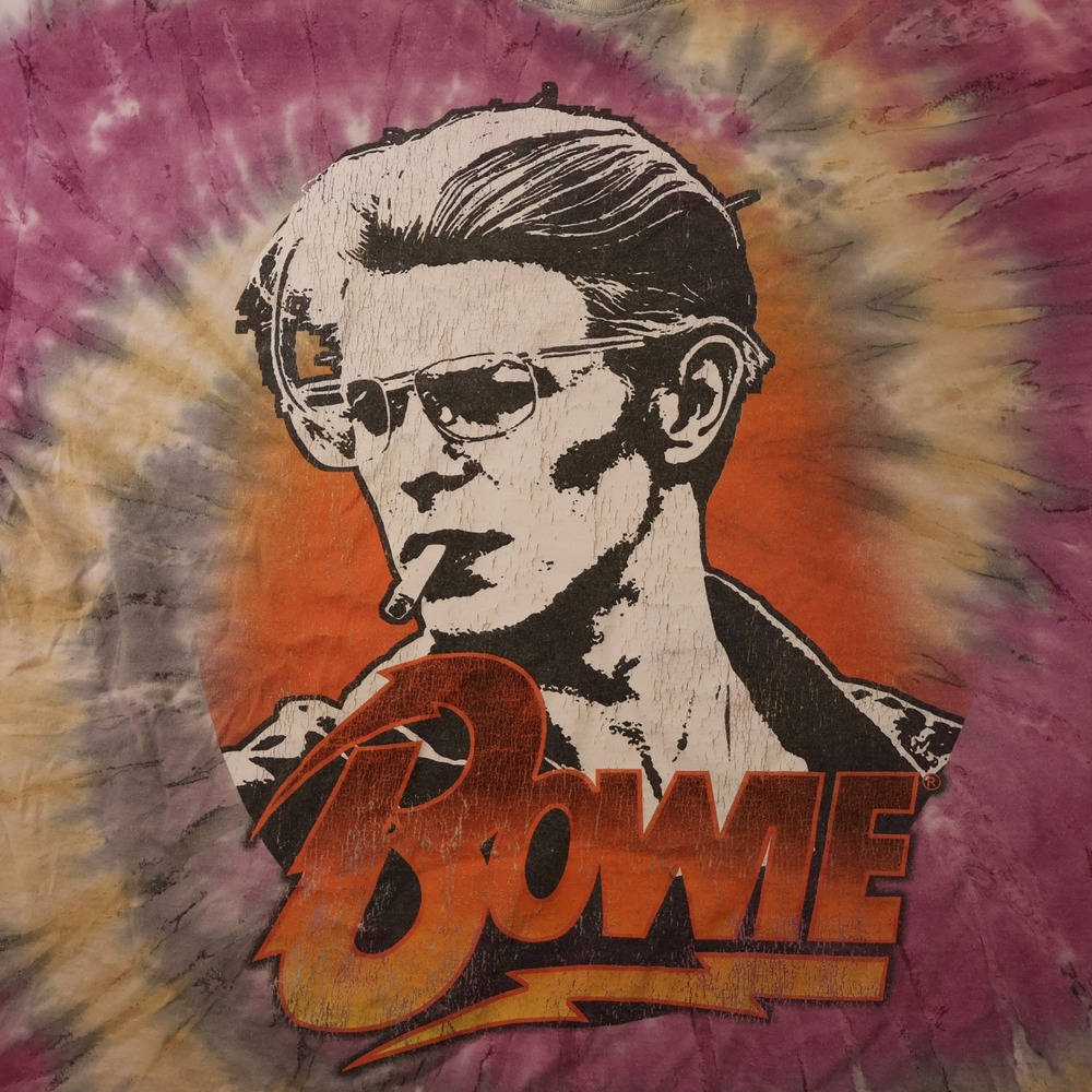 David Bowie Unisex XL T-Shirt Purple Tie Dye Graphic Rock Music Band Tee - Picture 4 of 5